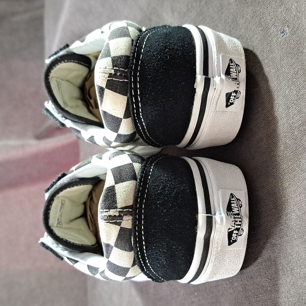 Vans Old Skool White Black Checkerboard Canvas Suede Lace Up Sneakers G US 5 - Picture 2 of 16